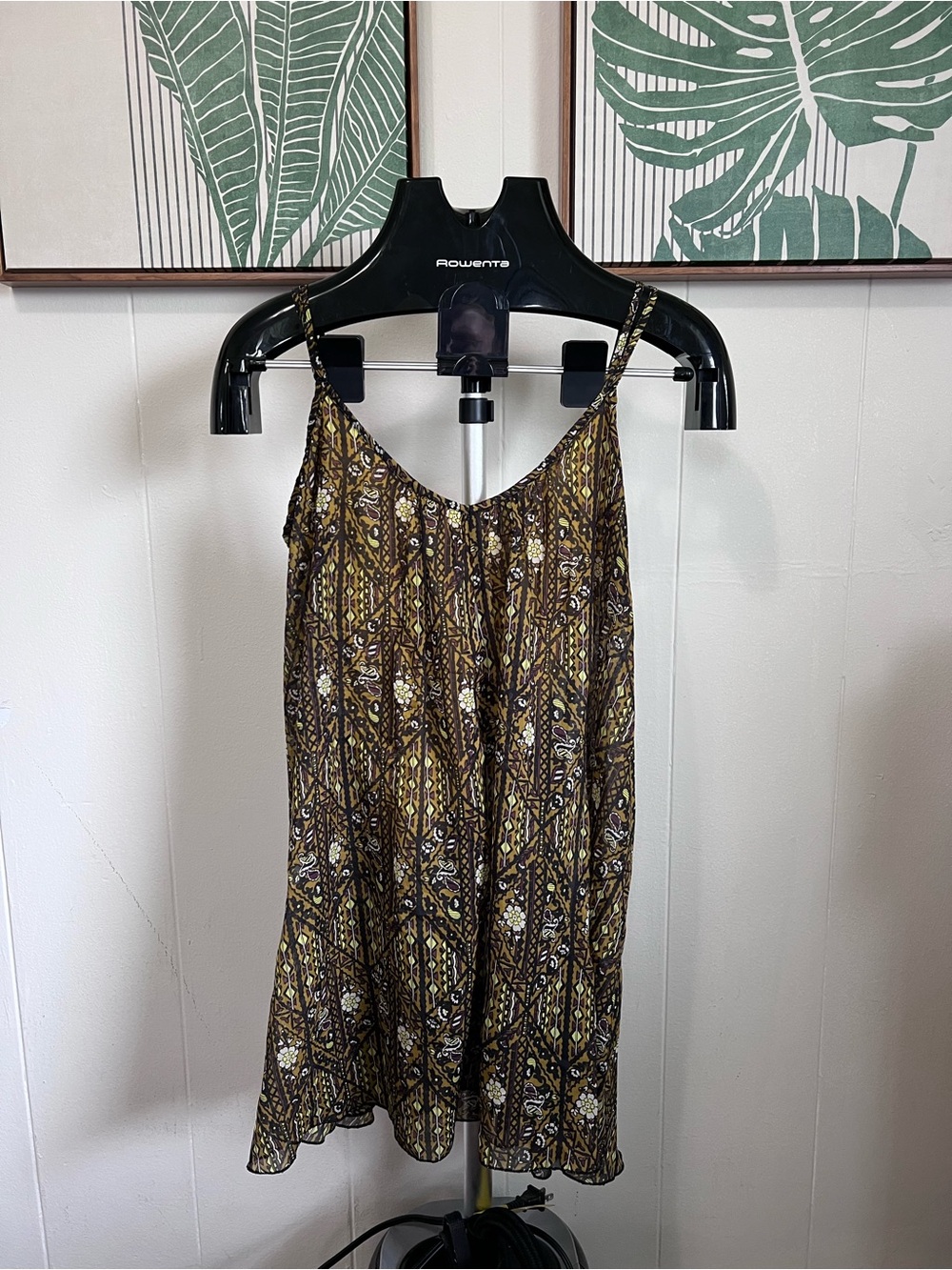 RVCA Mustard Yellow Floral-Print Spaghetti Strap Tank